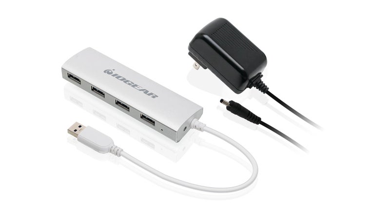 IOGEAR Powered 4-Port USB 3.0 Hub - Met(AL) P4P - 1 Built in USB 3.0 Cable - Includes Power Adapter - Backwards Compatible - Mac, Linux, Windows - Aluminum Case â€” GUH304P - Image 3